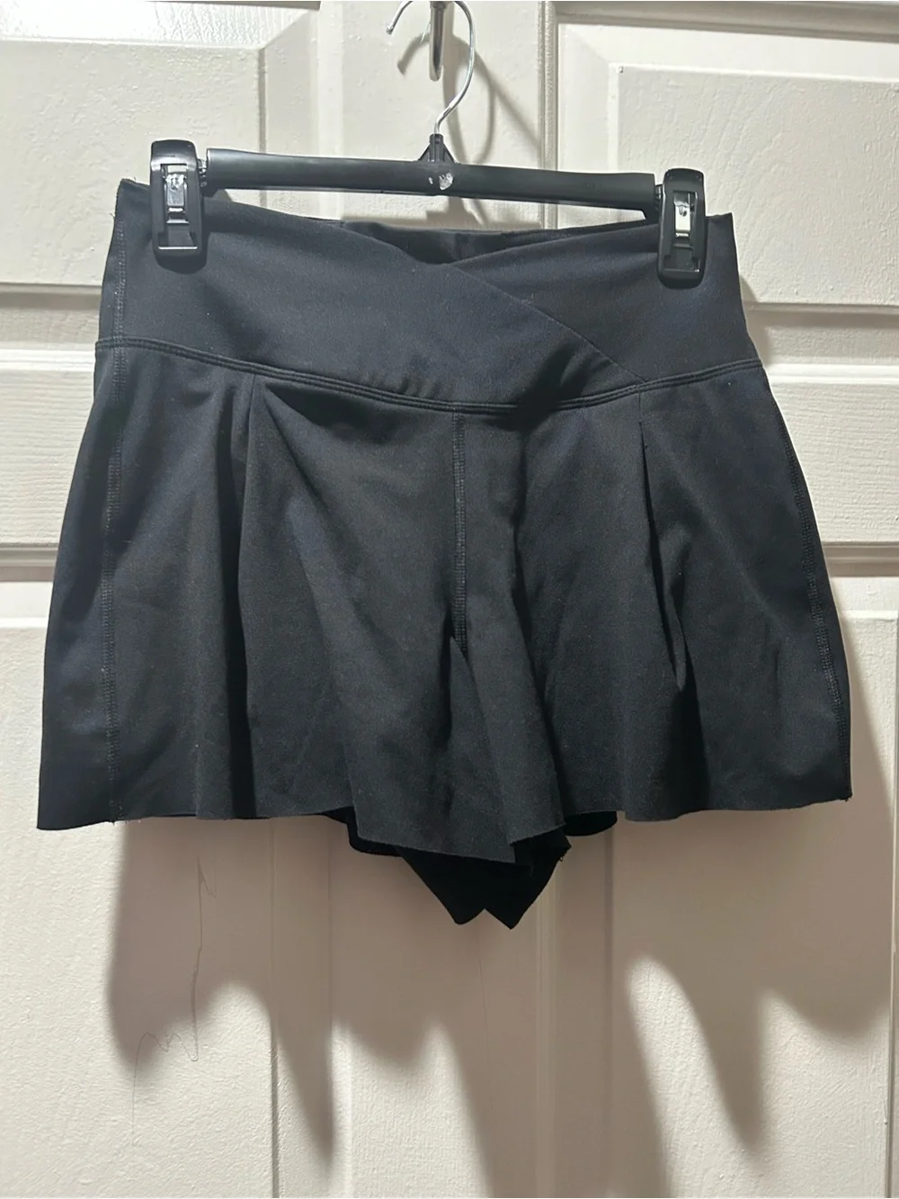 Yogalicious Lux Black Lux Meredith Short Crossover Waistband Pleated Front